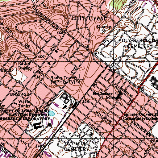 Topographic Map of WWSH-FM (Philadelphia), PA