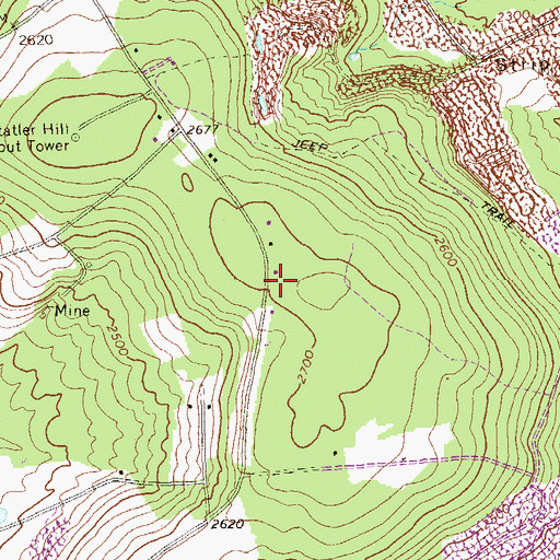 Topographic Map of WWZE-FM (Central City), PA