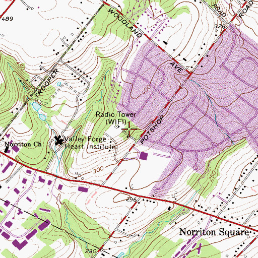 Topographic Map of WIFI-FM (Philadelphia), PA