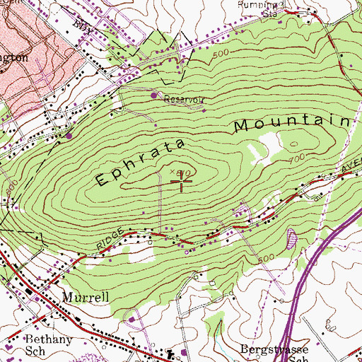 Topographic Map of WIOV-FM (Ephrata), PA