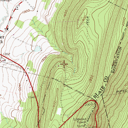 Topographic Map of WJSM-FM (Martinsburg), PA