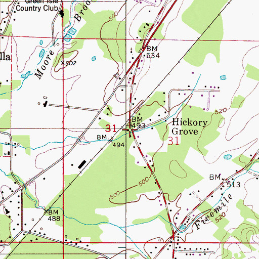 Topographic Map of Hickory Grove, AL