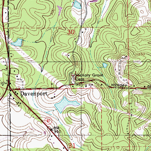 Topographic Map of Hickory Grove Cemetery, AL
