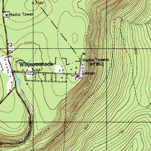 Topographic Map of WFBG-FM (Altoona), PA