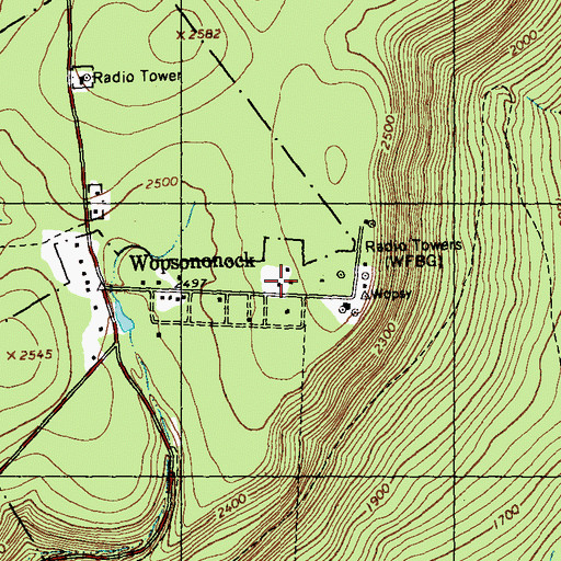 Topographic Map of WHGM-FM (Bellwood), PA