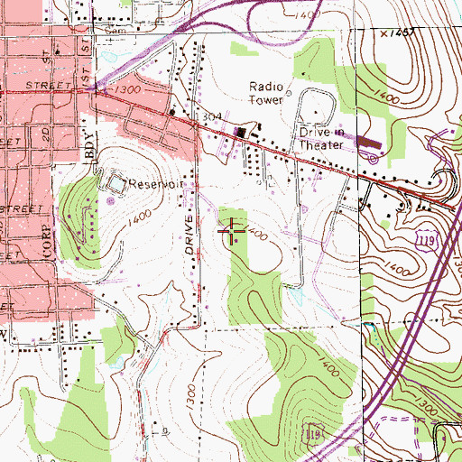 Topographic Map of WQMU-FM (Indiana), PA