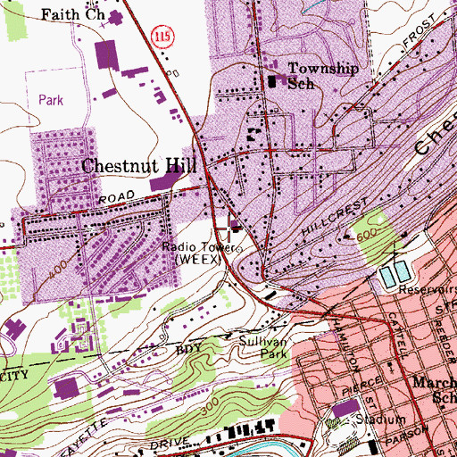 Topographic Map of WQQQ-FM (Easton), PA