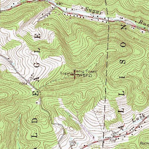 Topographic Map of WBPZ-FM (Lock Haven), PA