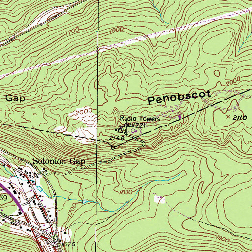 Topographic Map of WCLH-FM (Wilkes-Barre), PA