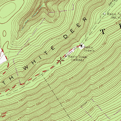 Topographic Map of WKSB-FM (Williamsport), PA