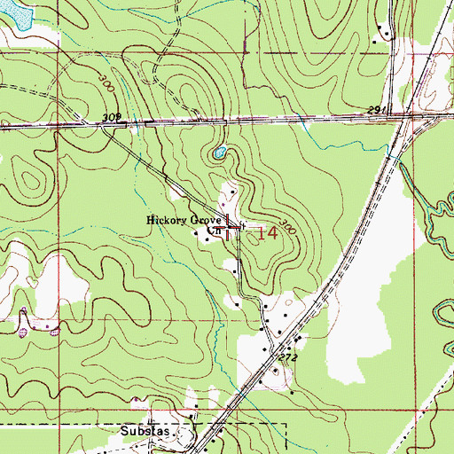 Topographic Map of Hickory Grove Church, AL