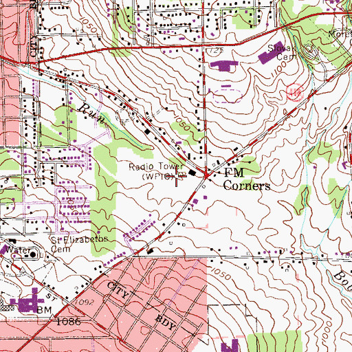 Topographic Map of WYFM-FM (Sharon), PA