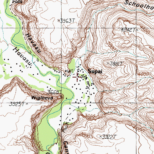 Topographic Map of Supai, AZ