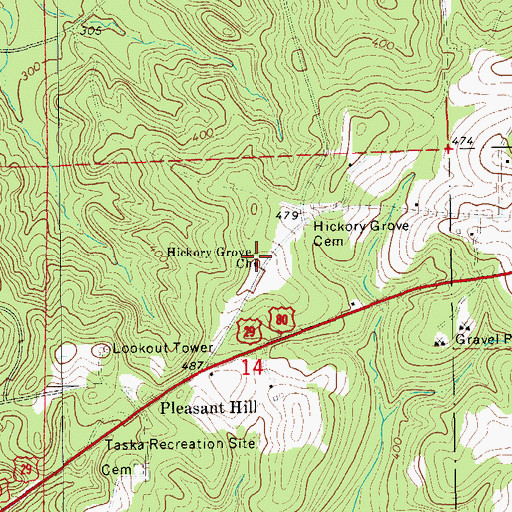 Topographic Map of Hickory Grove Church, AL