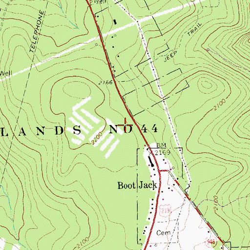 Topographic Map of WKBI-FM (Ridgeway), PA