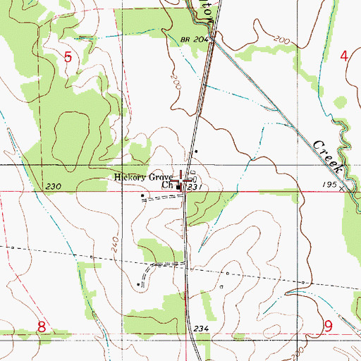 Topographic Map of Hickory Grove Church, AL