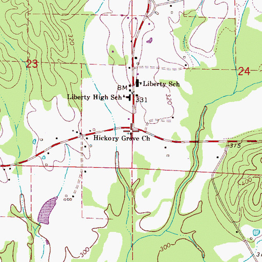 Topographic Map of Hickory Grove Church, AL