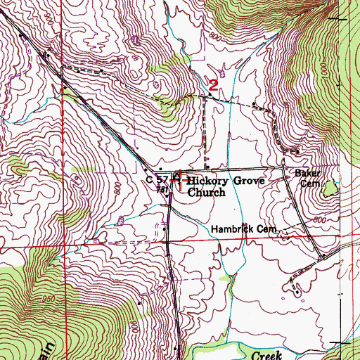 Topographic Map of Hickory Grove Church, AL