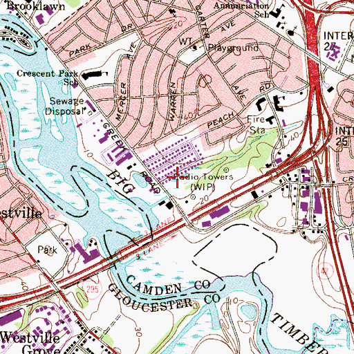 Topographic Map of WIP-AM (Philadelphia), PA