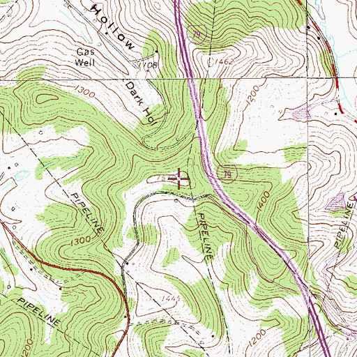 Topographic Map of WANB-AM (Waynesburg), PA