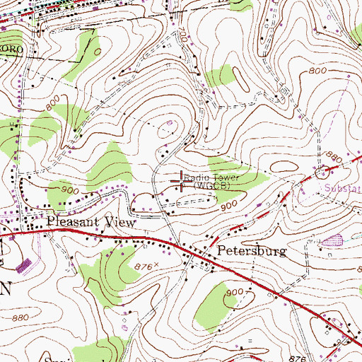Topographic Map of WGCB-AM (Red Lion), PA