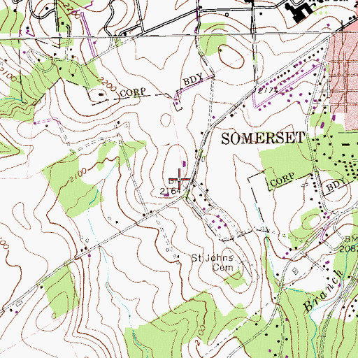 Topographic Map of WADJ-AM (Somerset), PA