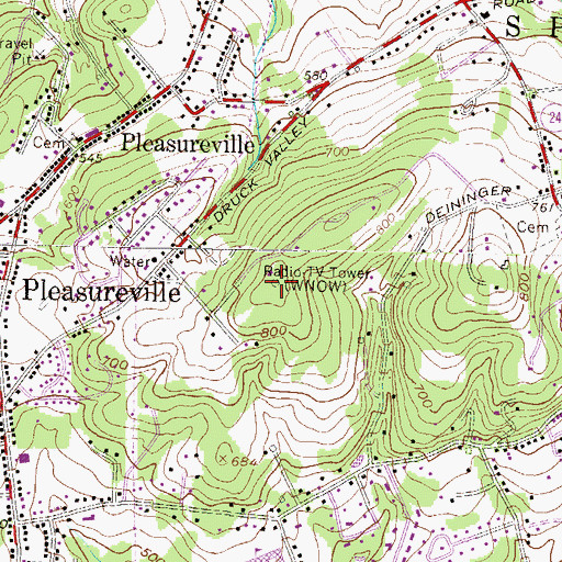 Topographic Map of WNOW-AM (York), PA