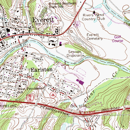 Topographic Map of WSKE-AM (Everett), PA