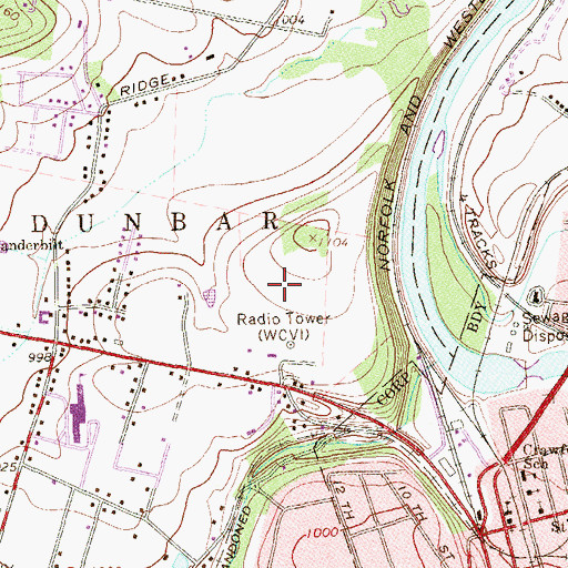 Topographic Map of WCVI-AM (Connellsville), PA