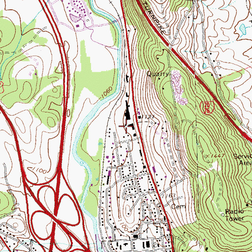 Topographic Map of WBFD-AM (Bedford), PA