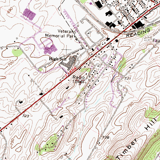 Topographic Map of WSHP-AM (Shippensburg), PA