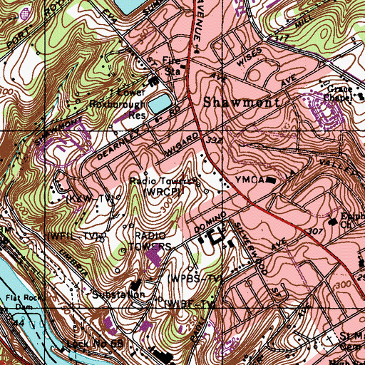 Topographic Map of WRCP-AM (Philadelphia), PA