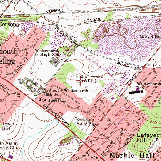 Topographic Map of WFIL-AM (Philadelphia), PA