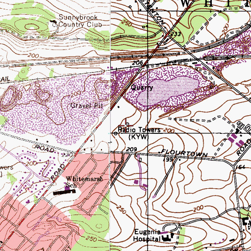 Topographic Map of KYW-AM (Philadelphia), PA