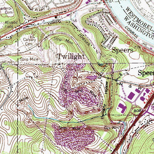 Topographic Map of WESA-AM (Charleroi), PA