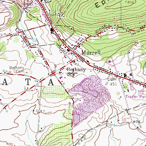 Topographic Map of WGSA-AM (Ephrata), PA