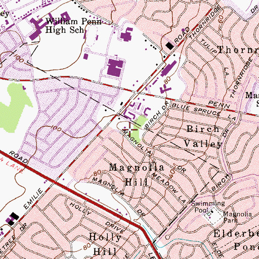 Topographic Map of WBCB-AM (Lancaster), PA