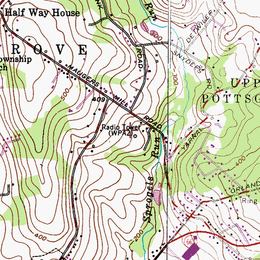 Topographic Map of WPAZ-AM (Pottstown), PA