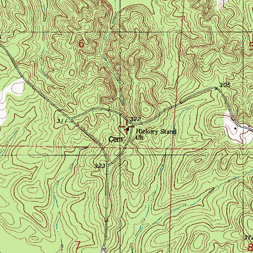 Topographic Map of Hickory Stand Church, AL