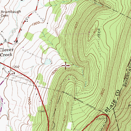 Topographic Map of WJSM-AM (Martinsburg), PA