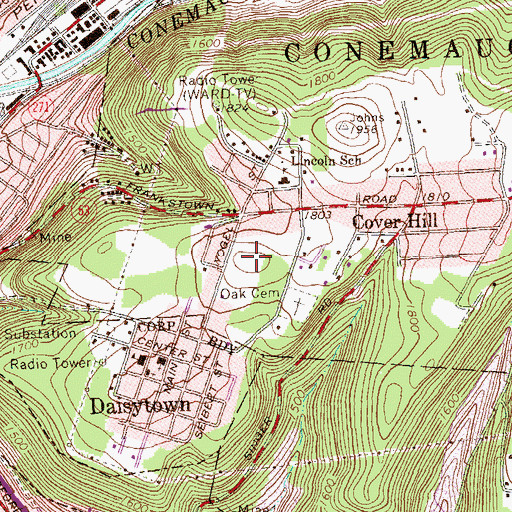 Topographic Map of WJNL-AM (Johnstown), PA
