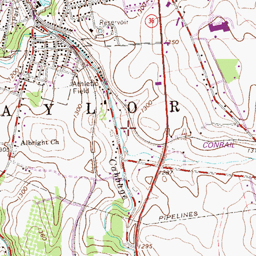 Topographic Map of WKMC-AM (Roaring Spring), PA