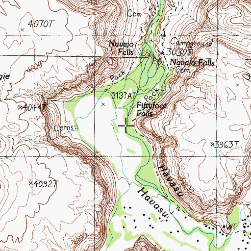 Topographic Map of Fiftyfoot Falls, AZ