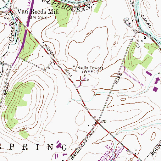 Topographic Map of WEEU-AM (Reading), PA