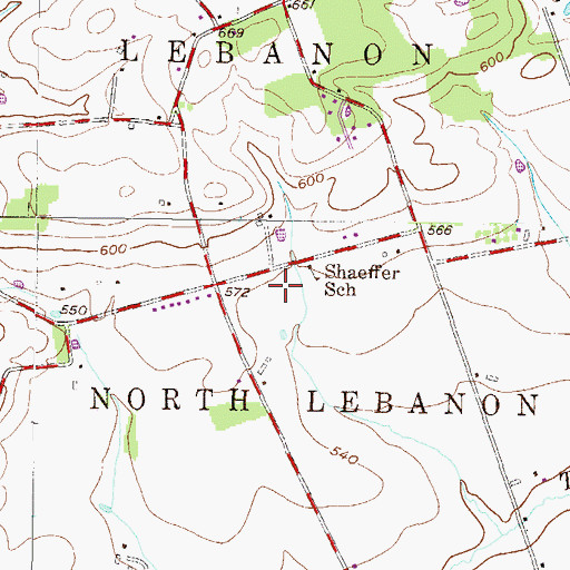 Topographic Map of WVLV-AM (Lebanon), PA