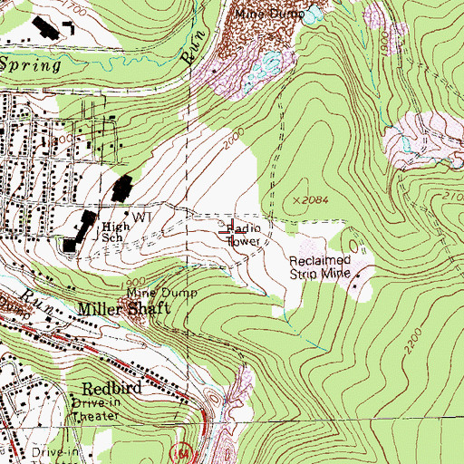 Topographic Map of WRML-AM (Portage), PA