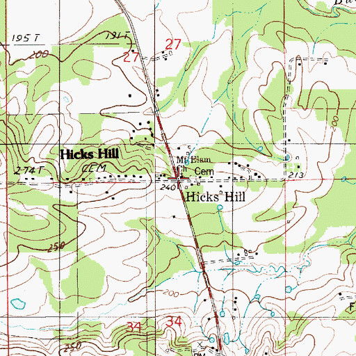 Topographic Map of Hicks Hill, AL