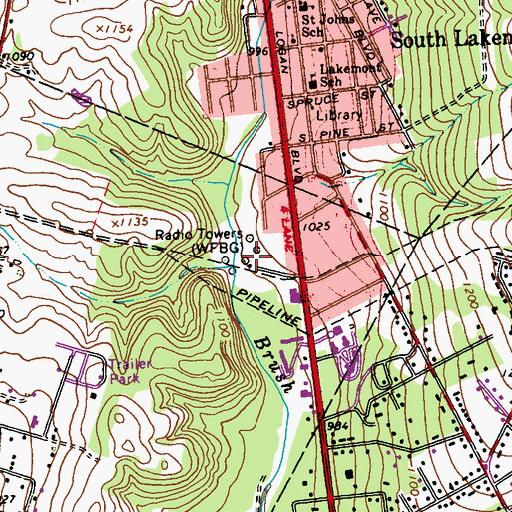 Topographic Map of WFBG-AM (Altoona), PA