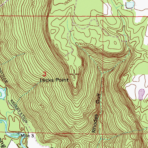 Topographic Map of Hicks Point, AL