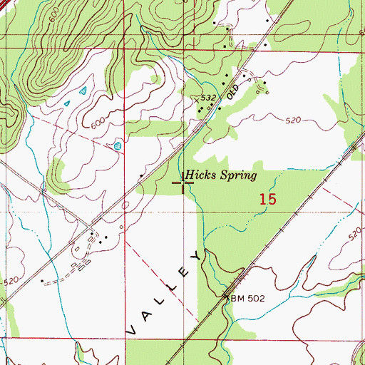 Topographic Map of Hicks Spring, AL